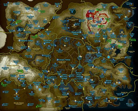 Shrine location maps for Zelda: Breath of the Wild .
